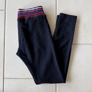 Sundry Navy Leggings with Striped Waistband